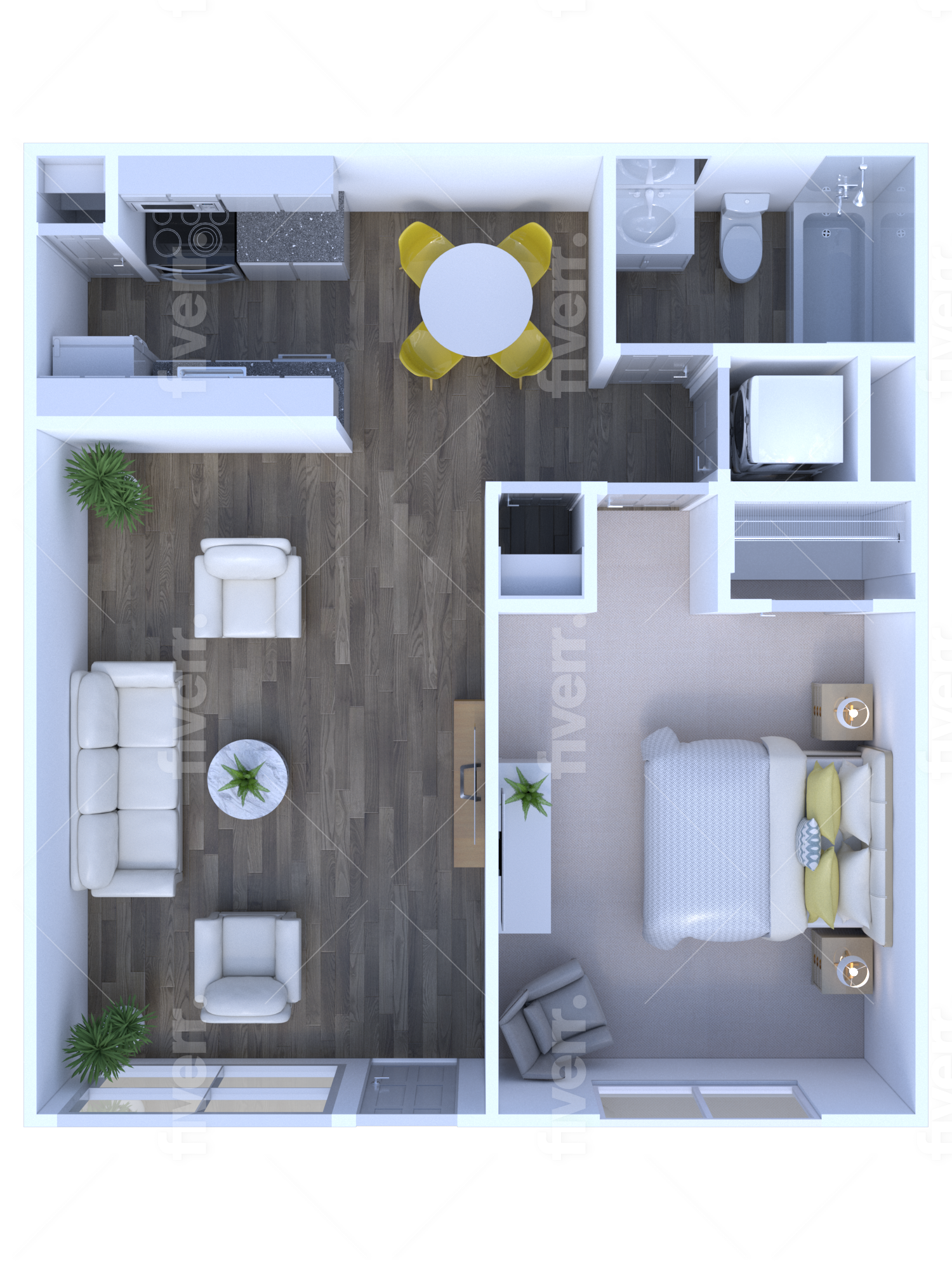 TheChoir SulphurSprings TX Apartment Homes 1Bed 1Bath Floor Plan